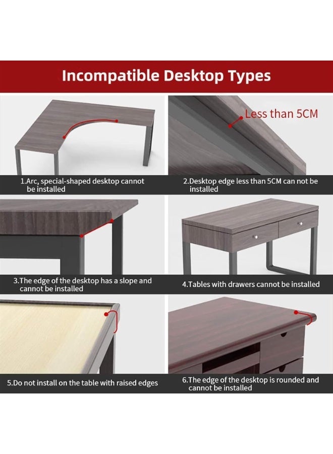 Ergonomics Desk Extender Tray, 9.5"x9.1" Punch-Free Clamp on, Foldable Keyboard Drawer Tray, Table Mount Arm Wrist Rest Shelf, Computer Elbow Arm Support (Color : WHITE) - Image 5