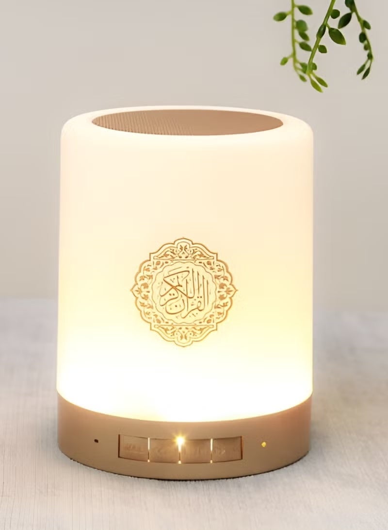 HONTON Portable Touch Lamp Quran Speaker – Rechargeable Bluetooth Smart Speaker with Touch Light, Remote Control & Multi-Mode Quran Playback – White - Image 4