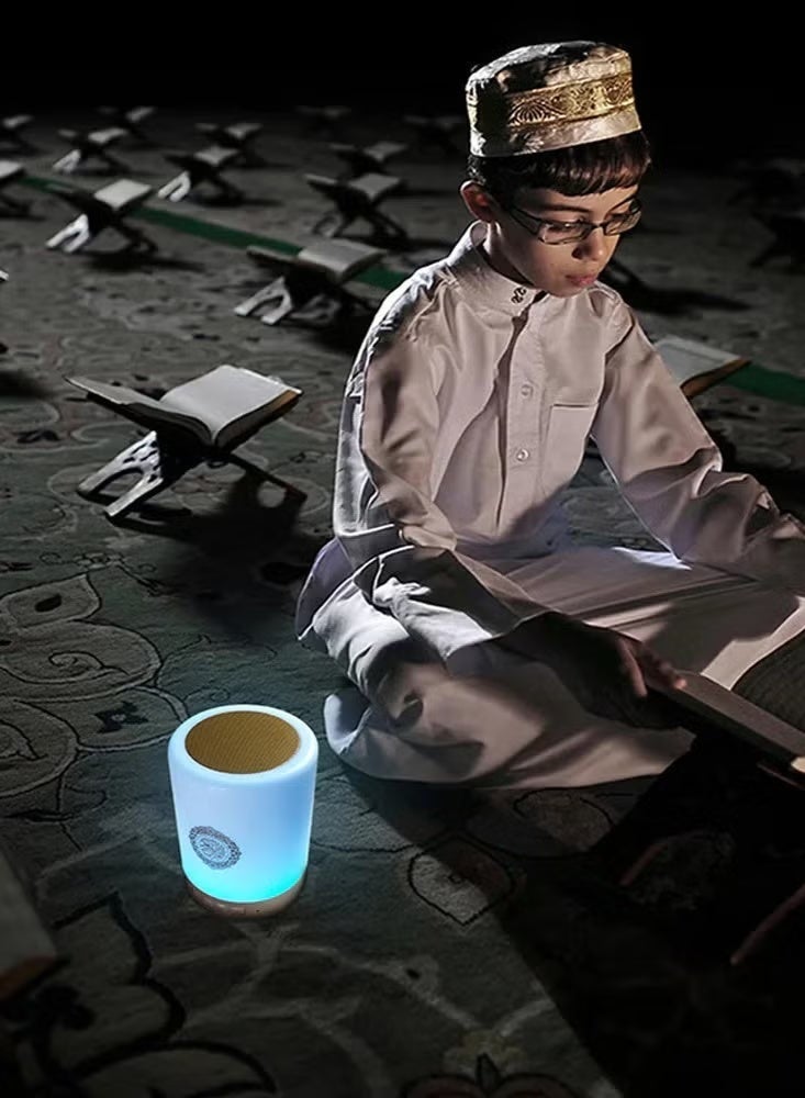 HONTON Portable Touch Lamp Quran Speaker – Rechargeable Bluetooth Smart Speaker with Touch Light, Remote Control & Multi-Mode Quran Playback – White - Image 3