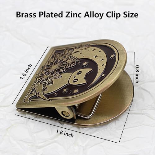 Dwpetzo Vintage Moon Cat Themed Metal Book Clip for TN Travelers Moterm Midori Notebook Accessories, Decorative Binder Clip for Bullet Journal Junk Journal Collage Page Holder Art Journaling - Image 5