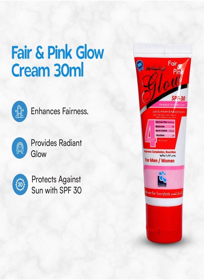 PharmaHealth - Fair and Pink Glow SPF 30 Skin Lightening, Whitening Cream: Natural Beauty Enhancement - Brightens, Evens Tone, with Licorice & Vitamins C/E, 30ml - Image 1