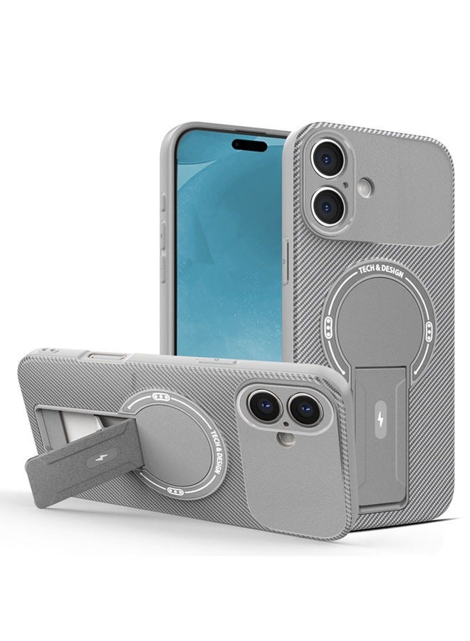 Magnetic  Case for  iPhone 17 ， Raised Camera Lens Protection，Phone Holder，Support Wireless Charging，Solid Color Premium Shockproof Protective iPhone 17 Cover，Gray - Image 1