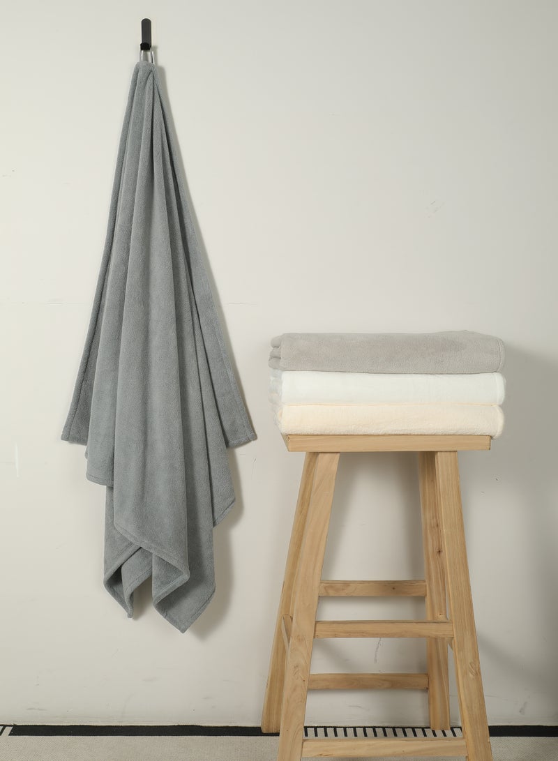 DrSleeep Dark Grey Medium Bath Towel - Ultra-Soft Coral Fleece, High Water Absorption, Lightweight, and Gentle on Sensitive Skin - Quick-Dry and Durable for Everyday Use - Image 5
