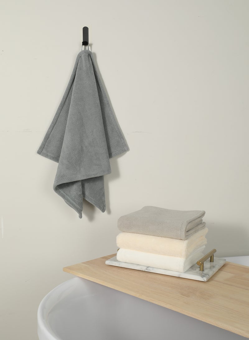 DrSleeep Dark Grey Medium Bath Towel - Ultra-Soft Coral Fleece, High Water Absorption, Lightweight, and Gentle on Sensitive Skin - Quick-Dry and Durable for Everyday Use - Image 1