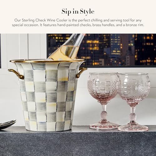 mackenzie childs MACKENZIECHILDS Wine Cooler Champagne and Wine Bucket Ice Bucket GrayandWhite Sterling Check - Image 3