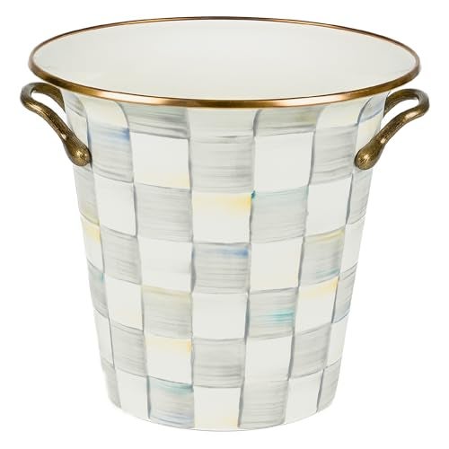 mackenzie childs MACKENZIECHILDS Wine Cooler Champagne and Wine Bucket Ice Bucket GrayandWhite Sterling Check - Image 1