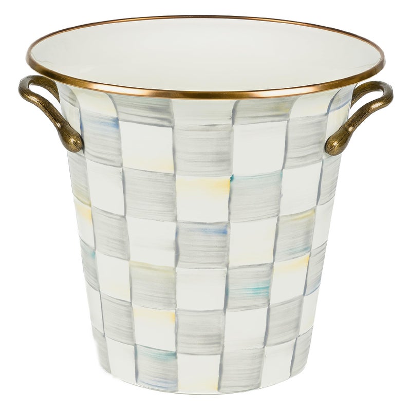 mackenzie childs MACKENZIECHILDS Wine Cooler Champagne and Wine Bucket Ice Bucket GrayandWhite Sterling Check - Image 2