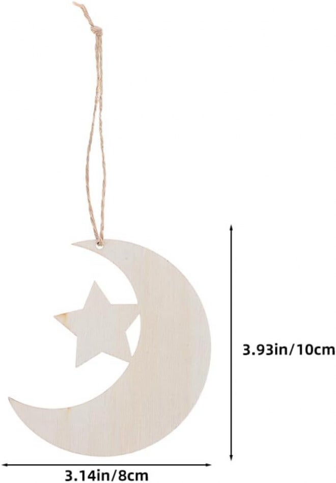 SMASOLO 40pcs Wooden Moon and Star Unfinished Cutouts for DIY Crafting, Natural Wood Slices for Shower Decorations and Nursery Room Art Projects - Image 2