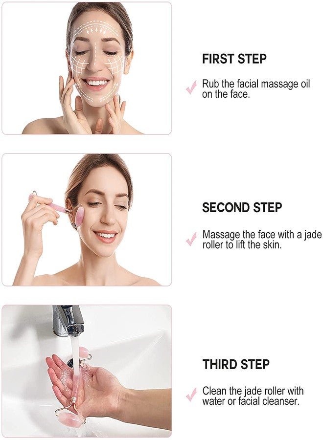 Getmecraft Rose Quartz Face Roller and Gua Sha Set Jade Roller for Skin Care, Anti Ageing 100% Natural Rose Quartz Jade Stone - Image 5