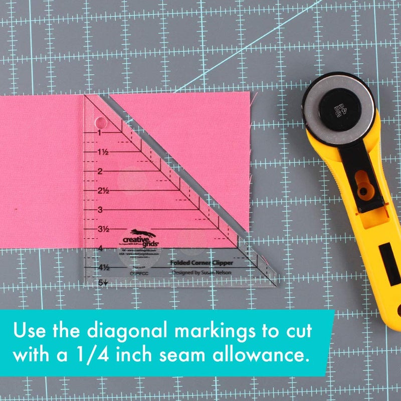 Creative Grids Folded Corner Clipper Quilt Tool – CGRFCC – Made in USA, 5in x 5in, Non-Slip Grip Acrylic Quilting, Sewing, Crafting, Patchwork Ruler & Template - Image 5