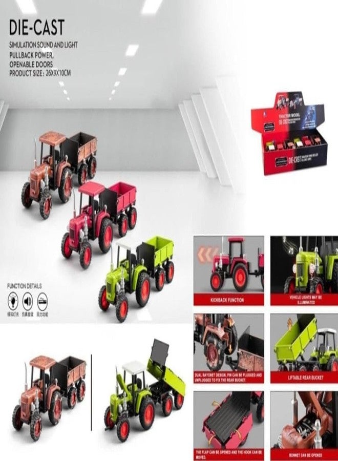 Cojuz Die-Cast Metal Farm Tractor Toy with Tipping Trailer for Kids – Realistic Farm Vehicle Model Playset for Boys and Girls - Image 5