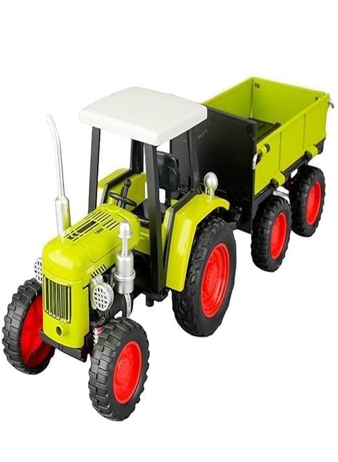 Cojuz Die-Cast Metal Farm Tractor Toy with Tipping Trailer for Kids – Realistic Farm Vehicle Model Playset for Boys and Girls - Image 1
