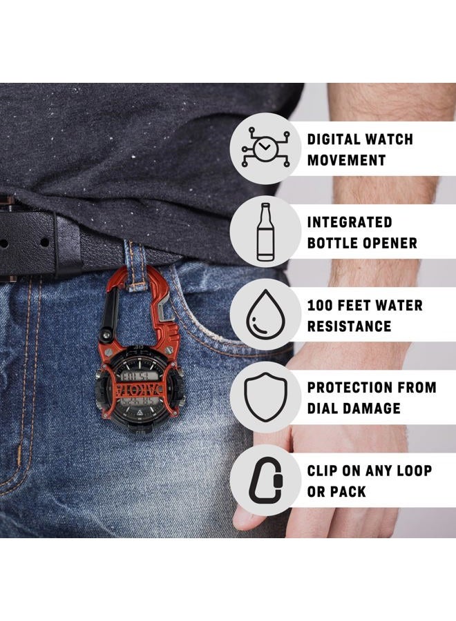 Dakota Digital Cage Clip Bottle Opener, Clip Watch, Travel Alarm Watch with Watch Dial Protection, Alarm, Stopwatch, Outdoor Gifts for Men and Women, Use for, Fishing Hunting, and More, Tactical Watch - Image 2