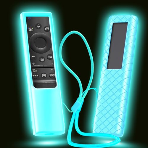 Silicloak Cover for Samsung Solar Remote, Case Compatible with Samsung Smart TV Remote Control Glow in The Dark Universal Silicone Skin Sleeve with Lanyard Blue - Image 1