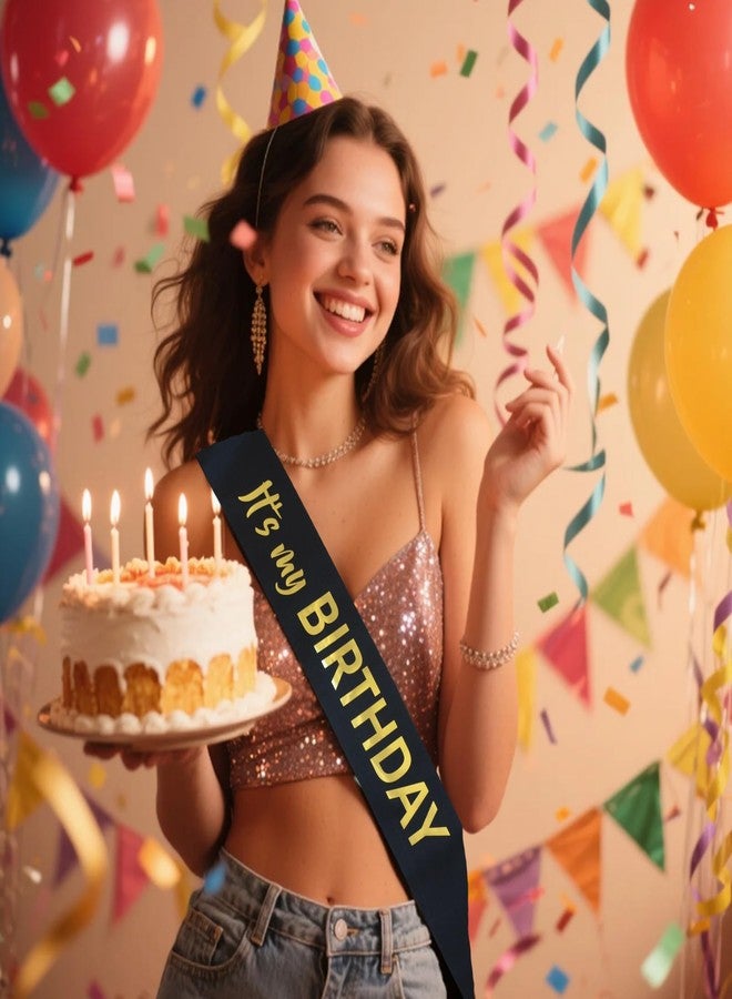 Luwigs It's My Birthday Sash Black Satin with Gold Foil Letter Happy Birthday Sash for Men and Women Party Favors Supplies and Decorations for Sweet 16th 18th 21th 30th 40th or Any Bday Party (Black) - Image 3