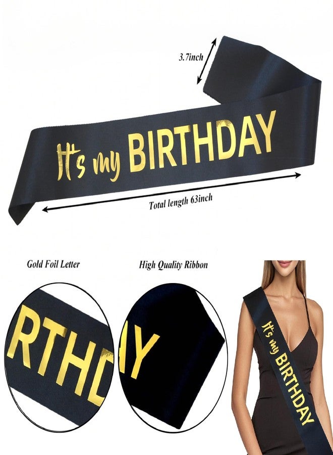 Luwigs It's My Birthday Sash Black Satin with Gold Foil Letter Happy Birthday Sash for Men and Women Party Favors Supplies and Decorations for Sweet 16th 18th 21th 30th 40th or Any Bday Party (Black) - Image 4