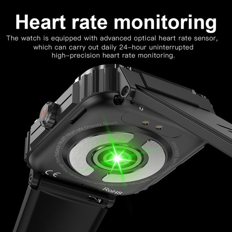 Smart Watch: 1.92-Inch High-Resolution Screen - IP68 Waterproof Red Silicone Strap Fitness Watch - With SOS Emergency Call Function for Men, Android Users, Sports & Fitness Enthusiasts - Image 4