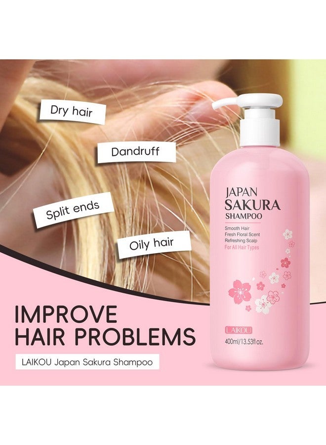 SURORAIN Sakura Shampoo, 14oz Clarifying, Hydrating and Thickening Hair Care, Repairs, Shine, Strengthens Volumizing Japanese Cherry Blossoms Vegan Shampoo for Dry Damaged Hair Care & Scalp Exfoliation, Pink - Image 3