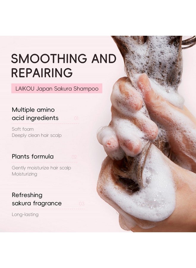 SURORAIN Sakura Shampoo, 14oz Clarifying, Hydrating and Thickening Hair Care, Repairs, Shine, Strengthens Volumizing Japanese Cherry Blossoms Vegan Shampoo for Dry Damaged Hair Care & Scalp Exfoliation, Pink - Image 4