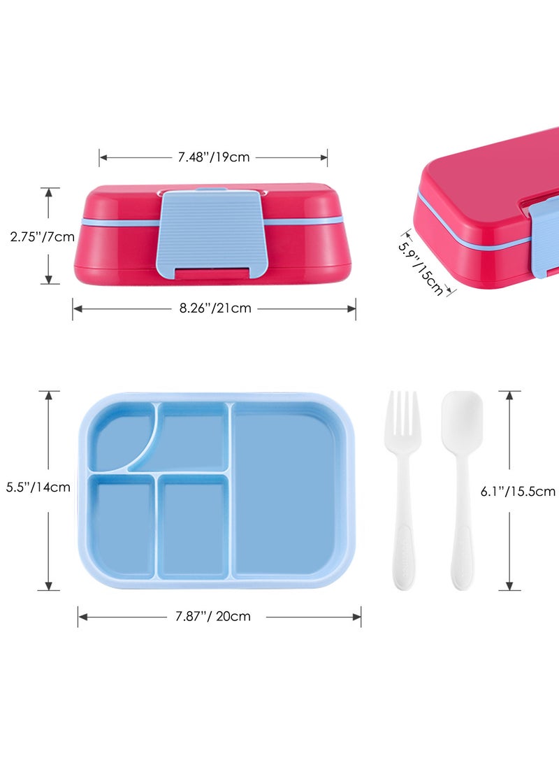 صندوق الغداء لمدرسة الأطفال ، صندوق بنتو مع 5 مقصورات ، حاوية غذائية مقاومة للتسرب ، صندوق وجبات خفيفة للأطفال الكبار البنات والفتيان - Image 2