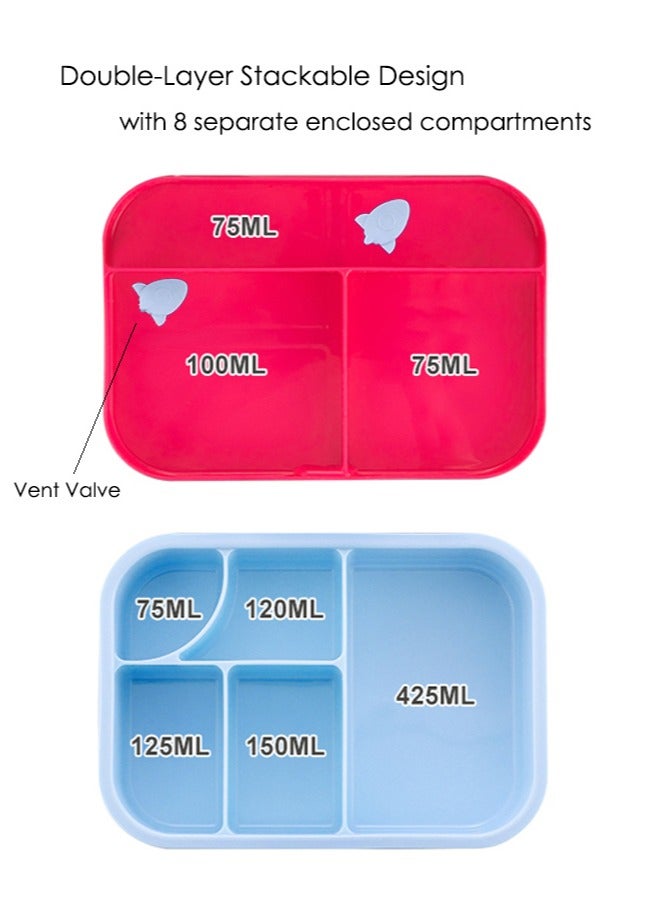 صندوق الغداء لمدرسة الأطفال ، صندوق بنتو مع 5 مقصورات ، حاوية غذائية مقاومة للتسرب ، صندوق وجبات خفيفة للأطفال الكبار البنات والفتيان - Image 3