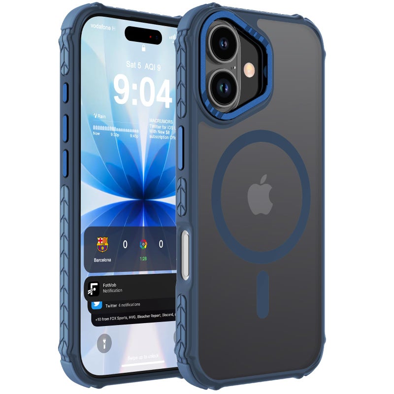 DEERLAMN Strong Magnetic Case for iPhone 16 6.1-Inch,[Compatible with Magsafe][Military Grade Drop Protection] Translucent Matte Shockproof Protective Phone Cover-Frosted Blue - Image 1