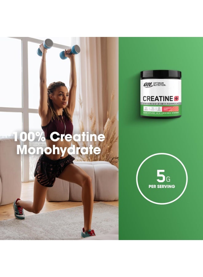 Creatine Monohydrate Plus Powder 360G – Strawberry Peach Flavor, 5G Creatine Per Serving, Electrolytes & Vitamins For Muscle Strength & Hydration, 40 Servings