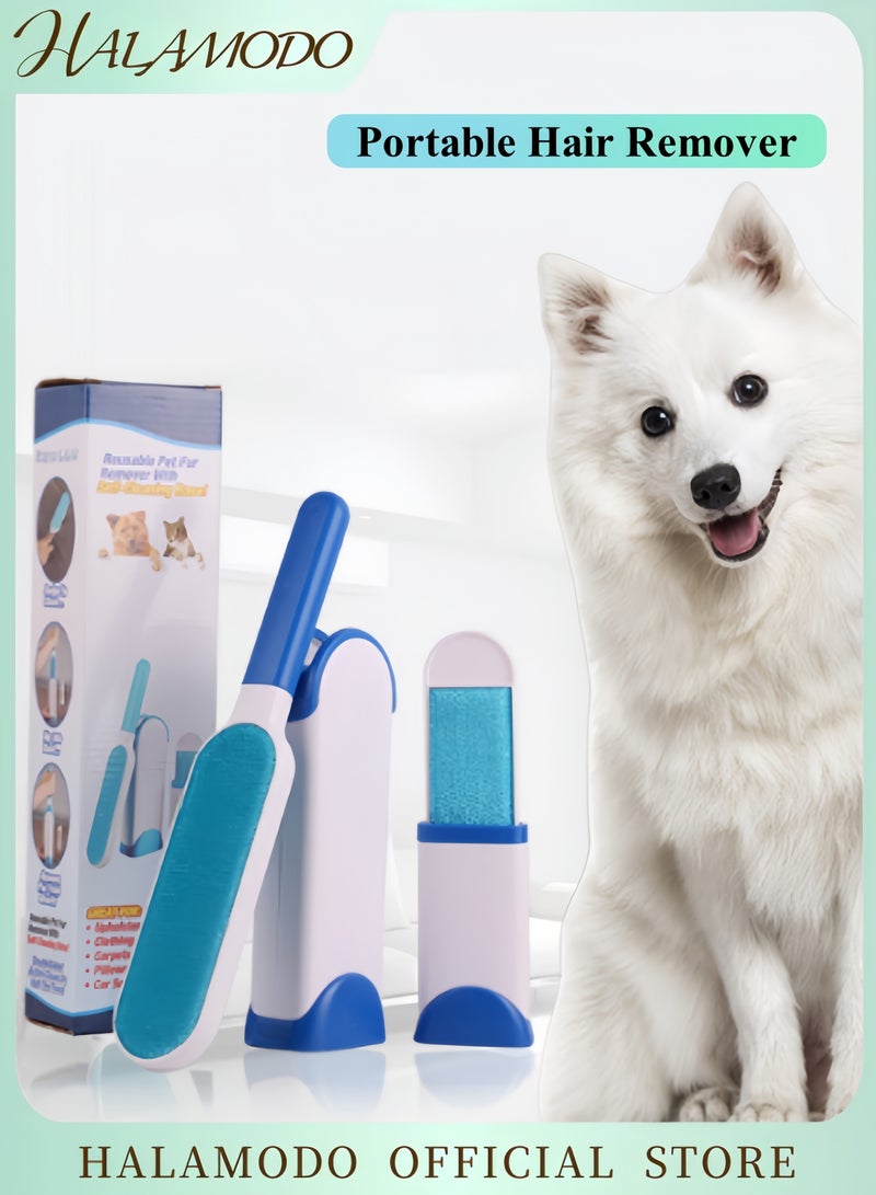 HALAMODO Portable Hair Remover Self Cleaning Slicker Brush Dog Cat Bunny Pet Grooming Shedding Brush Easy to Remove Loose Undercoat Pet Massaging Tool Suitable for Pets with Long or Short Hair - Image 1