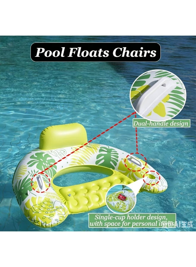 Valiant Glow Inflatable Pool Lounger/Float with Tropical Leaf Design – U-Shaped Water Float (Features Headrest, Cup Holder, and Armrests) | Comfortable Water Hammock (Suitable for Pools, Beaches, and the Open Sea) – Inflatable Summer Leisure Float for Adults - Image 5