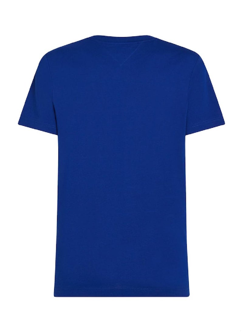 TOMMY HILFIGER Men's Logo Crew Neck T-Shirt - Cotton, Blue  - Image 2