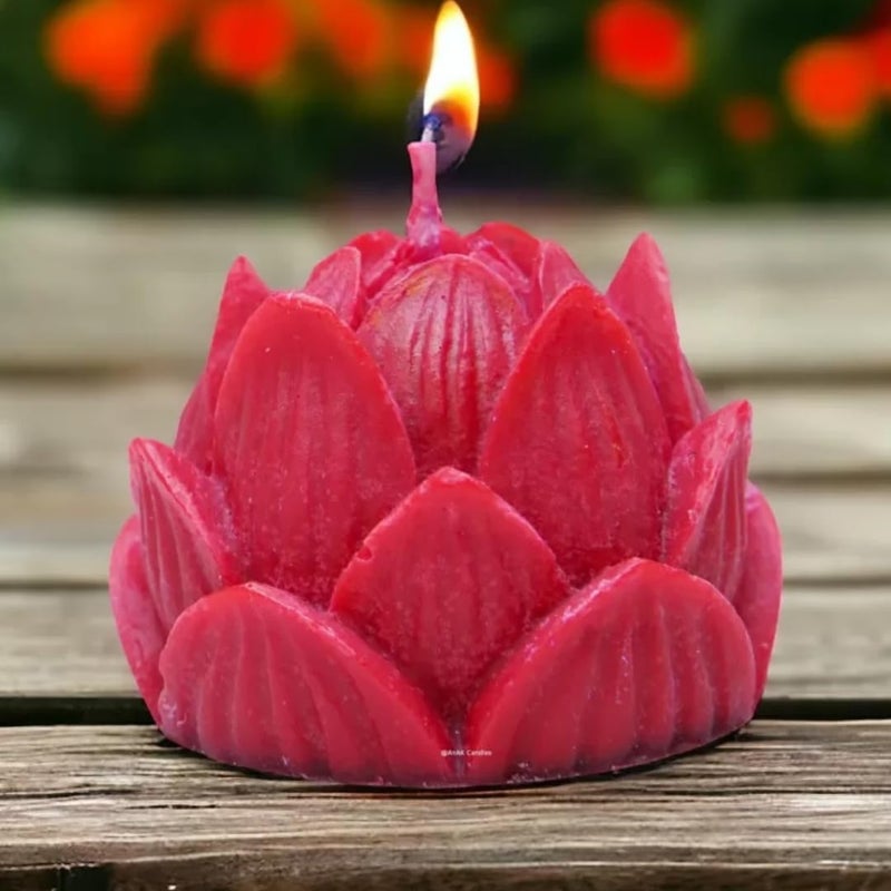 Anak Candles Red Lotus Shaped Scented Soy Wax Candles Pack of 4 Floral Fragrance EcoFriendly Handcrafted Ideal for Home Dcor Meditation and Gifting  - Image 2
