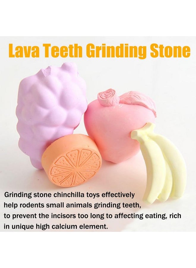 Hamiledyi - Hamiledyi 5 Pcs Chinchilla Lava Blocks Fruit Shaped Rabbit Chew Toys Bunny Lava Teeth Grinding Square Stone Small Animal Mineral Calcium Stone for Hamsters Rabbit Chinchillas Squirrel Mouse Rat Parrot - Image 1