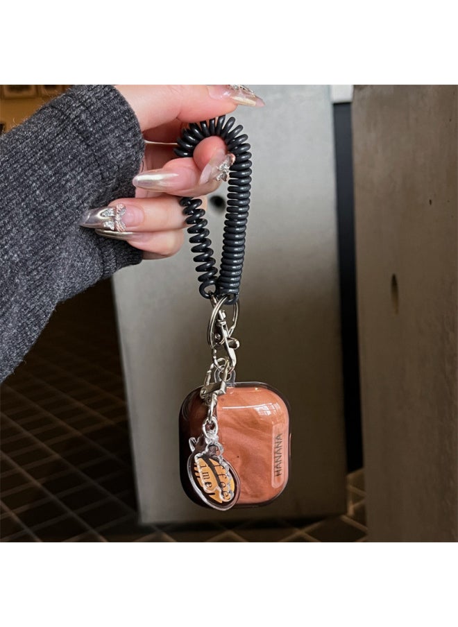 Generic Maillard Brown Halo Coffee Beans For Airpods4/3 Headphones Protective Case 2pro Second And Third Generation Niche-Color:Brown Smudged Earphone Cover, Shell + Coffee Bean Pendant + Spring Rope-Applicable Models:For Apple Airpods 4  - Image 4