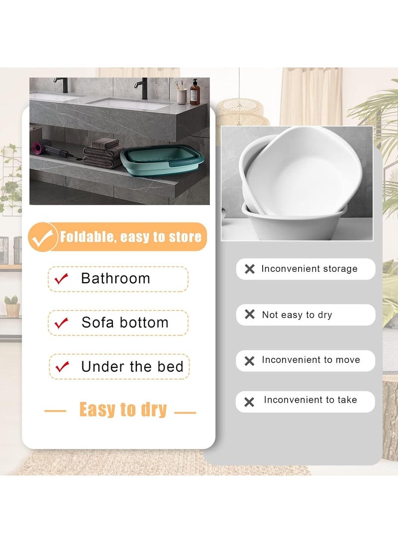 Loquat Foot Bath Collapsible Foot Bath Foot Soak Tub with Handle Foot Spa Bath 15L/4 Gallons Massager Foot Soaking Bath Basin Feet for Dry Cracked Feet, Pedicure Foot Soak, Home Spa Treatment (Green) - Image 2