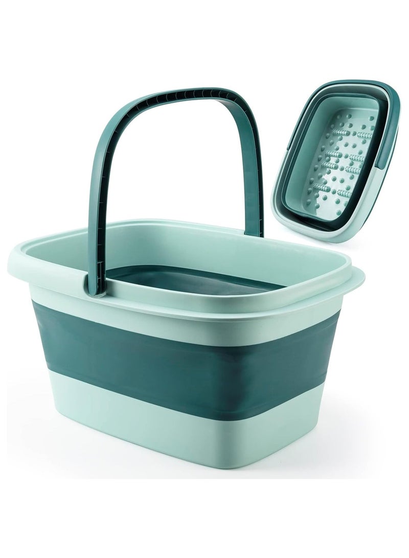 Loquat Foot Bath Collapsible Foot Bath Foot Soak Tub with Handle Foot Spa Bath 15L/4 Gallons Massager Foot Soaking Bath Basin Feet for Dry Cracked Feet, Pedicure Foot Soak, Home Spa Treatment (Green) - Image 1