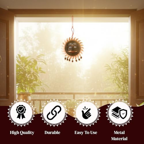 Yoshiva Home Vastu Sun Wall Hanging Vastu Talisman for Home, Office for Good Luck Charm | Brass Surya Narayana Vastu Dosh Nivaran Yantra, Evil Eye Protection, Positive Energy (Size: 5 Inch) - Image 2