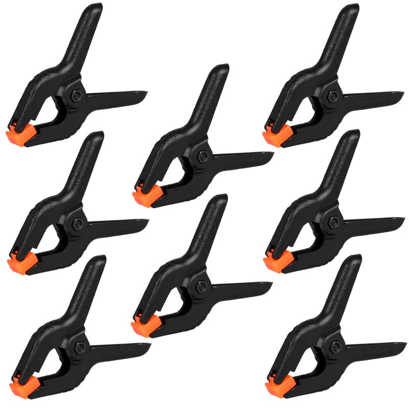 Romeda 12 Pack Plastic Spring Clamps, 3.5inch Small Heavy Duty Clips for Crafts, Backdrop Stand, Woodworking, Photography Studios (Black) - Image 1