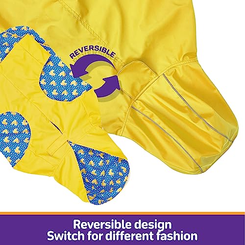 Kimee Dog Raincoat Reversible, Single Side Slicker Poncho Adjustable Waterproof Dog Rain Jacket with Leash Hole/Reflective Stripe Hooded Snowproof Windproof Clothes for Small to 3X-Large Dogs, XL - Image 5