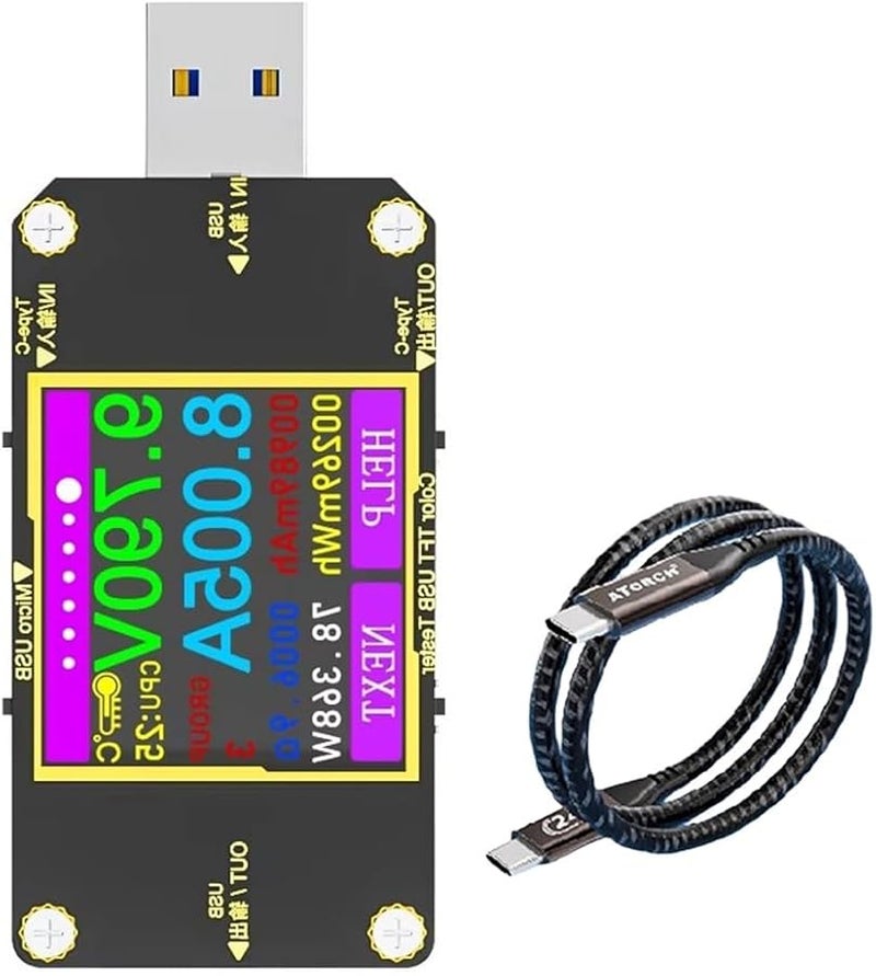 اختبار USB من النوع C PD فولتميتر رقمي أميتر 240 واط كاشف سعة بنك الطاقة 8 أمبير - Image 1