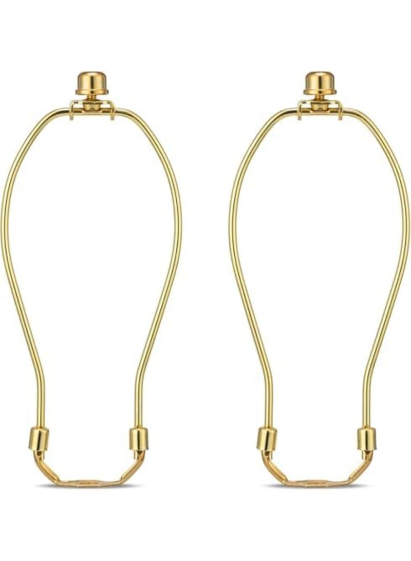SYOSI Brass Lamp Harp Set with Saddle and Finial, Removable Lamp Shade Holder Kit for Table and Floor Lamps, Heavy Duty Light Fixture Support Bracket (2 Pack,8 Inch,Gold) - Image 1