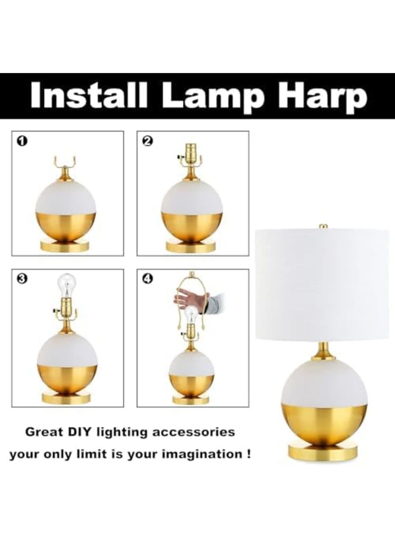 SYOSI Brass Lamp Harp Set with Saddle and Finial, Removable Lamp Shade Holder Kit for Table and Floor Lamps, Heavy Duty Light Fixture Support Bracket (2 Pack,8 Inch,Gold) - Image 3