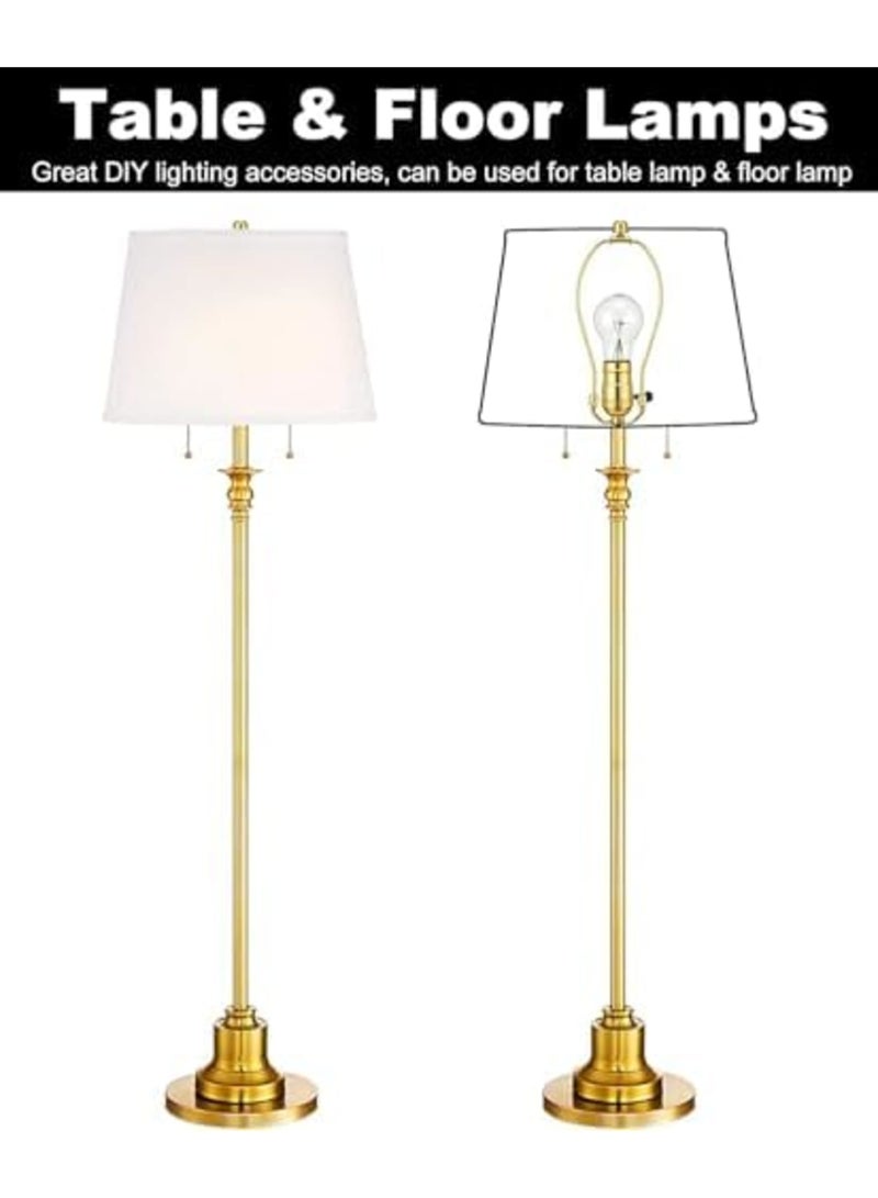 SYOSI Brass Lamp Harp Set with Saddle and Finial, Removable Lamp Shade Holder Kit for Table and Floor Lamps, Heavy Duty Light Fixture Support Bracket (2 Pack,8 Inch,Gold) - Image 5