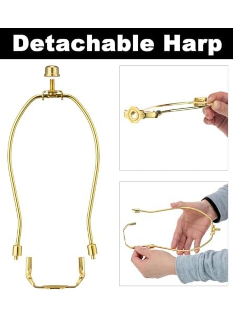 SYOSI Brass Lamp Harp Set with Saddle and Finial, Removable Lamp Shade Holder Kit for Table and Floor Lamps, Heavy Duty Light Fixture Support Bracket (2 Pack,8 Inch,Gold) - Image 4