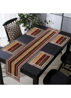 Kuber Industries Kuber Industries Dining Table Runner Set|Rich Fabric Damask Pattern Table Mat|Multiclored Strips 6 Placemats for Restaurant & Home Decor,Set of 1 (Maroon)  - Image 2