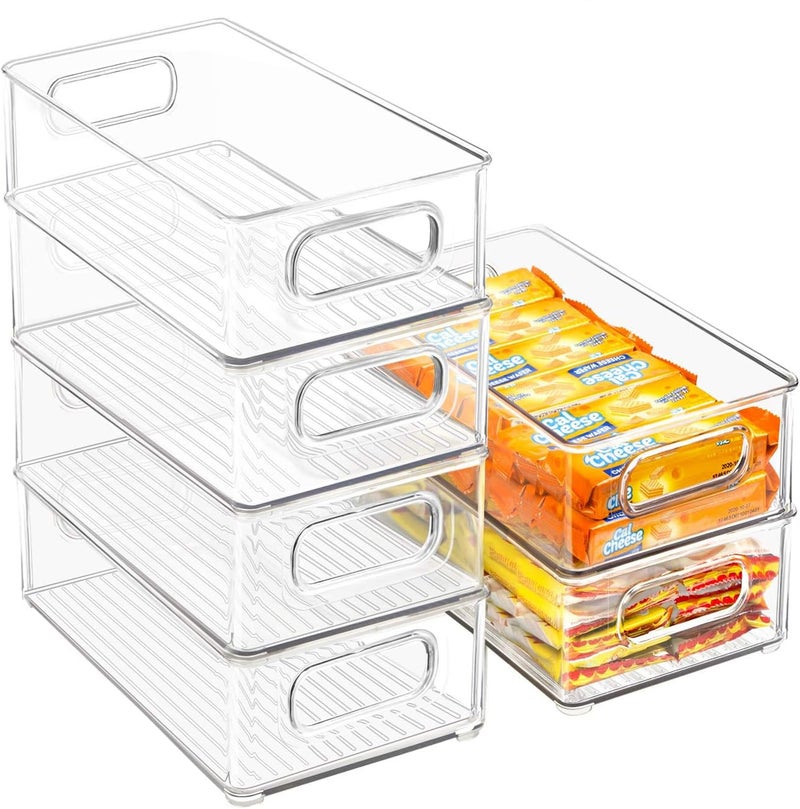 Beauenty 2 Pack Clear Stackable Refrigerator Organizer with Lids Drain Tray and Drawer  Food Storage Box for Vegetables  Fruits