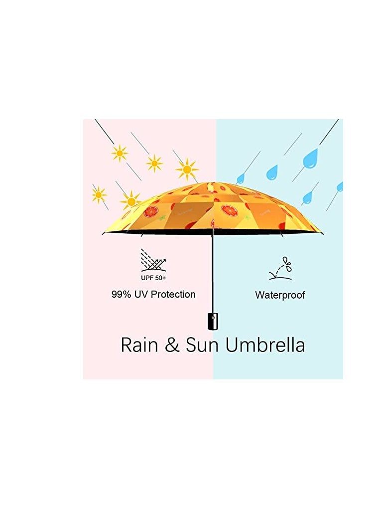 SYOSI - Fruits Series Automatic Folding Umbrellas, Rain  Sun, Windproof, Compact, Lightweight Portable Travel Umbrellas, UV Sun Umbrella Compact Folding Umbrella Auto Open Folding for Women Men - Image 1