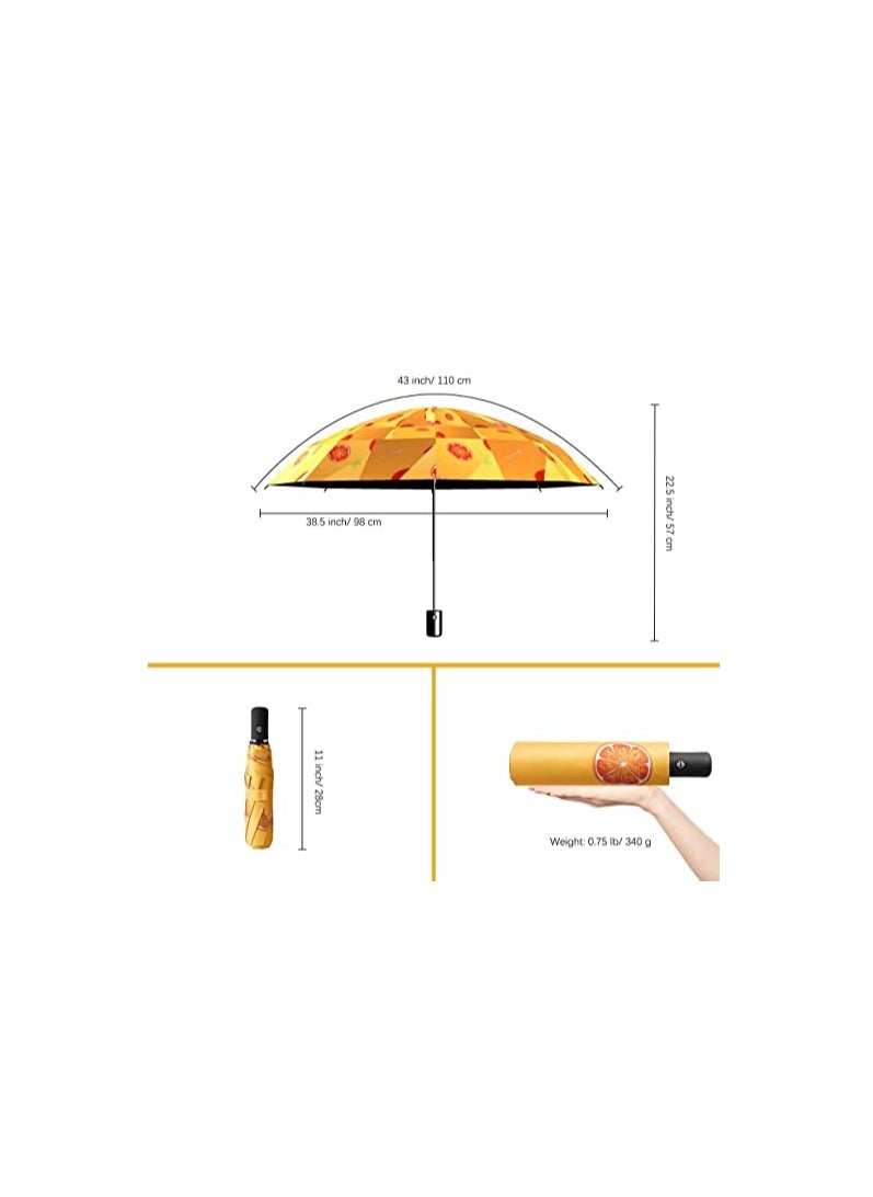 SYOSI - Fruits Series Automatic Folding Umbrellas, Rain  Sun, Windproof, Compact, Lightweight Portable Travel Umbrellas, UV Sun Umbrella Compact Folding Umbrella Auto Open Folding for Women Men - Image 1