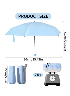 KASTWAVE Folding Umbrella, 6 Ribs Mini Travel Umbrella Sun Umbrella Windproof Rain Umbrella Lightweight Small Compact Women Umbrellas Small Anti-UV Umbrella for Sun Rain  - Image 2