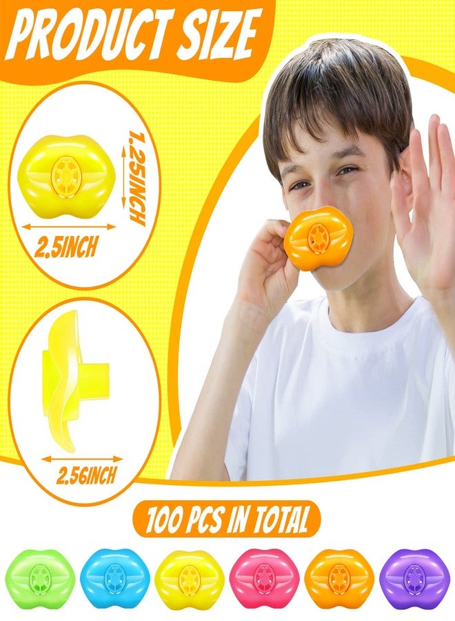 Deekin 100 Pcs Lip Whistles Multicolored Whistle Toy Siren Whistle Plastic Party Favors for Christmas Prizes, Assorted Colors, 2.5 Inch - Image 2
