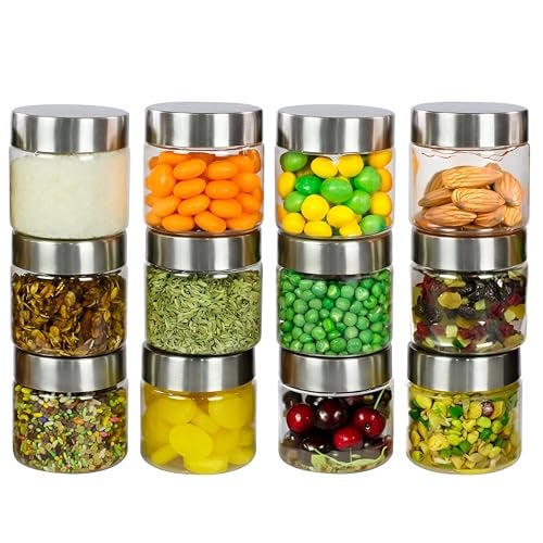 Homeor Plastic Storage Jar & Container, Airtight BPA Free Container for Kitchen Storage, Grocery Kitchen Container, Stackable & Transparent Organizer, Masala Dabba, Multipurpose Jar, 200 ML Set 12 - Image 1